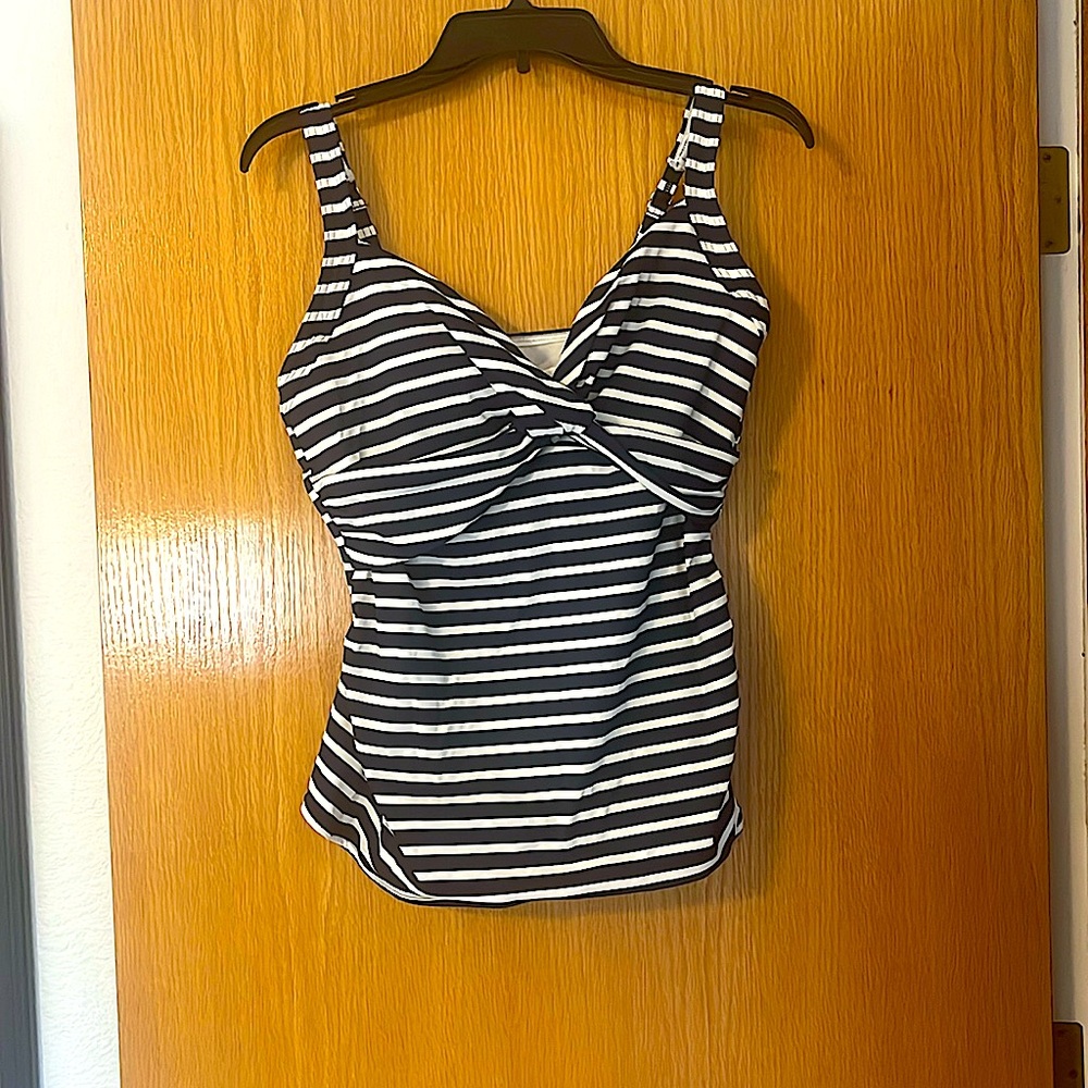 Lands End Navy/White Striped Tankini